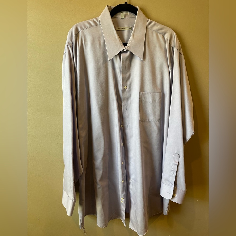 Geoffrey Beene Men Classic-Fit Lavender Wrinkle-Free Dress Shirt 19- 37/38
